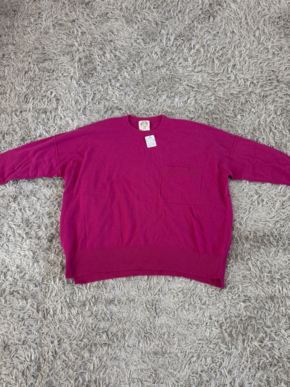 We The Free People Pink Oversized Pocket Cashmere Sweater